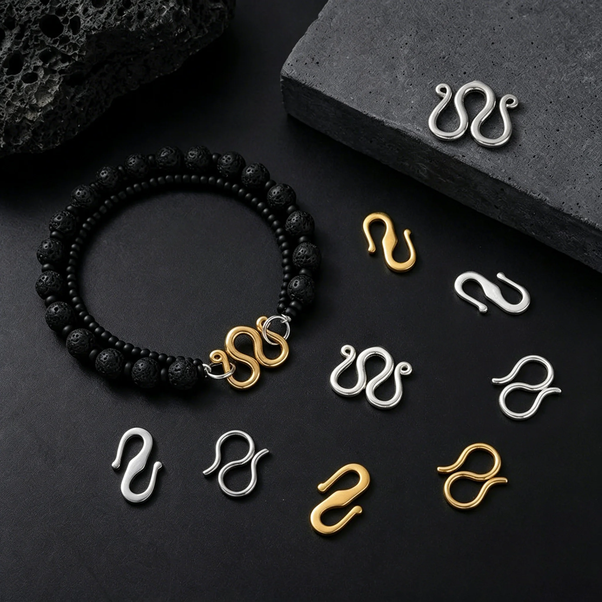 20 Stück/Lot 18K vergoldete W-S-förmige Endverschlüsse, Hakenkettenverbinder für DIY handgefertigte Armbänder, Halsketten, Schmuckherstellungszubehör – Detail 1