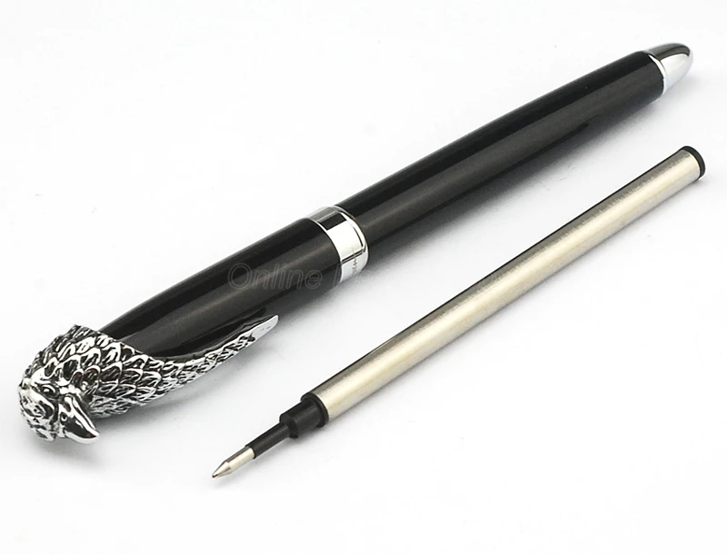 Fuliwen 2053 Roller Ball Pen Owl Eagle Head Clip Black Barrel & Silver Clip Ink Pen For Male & Female Stationery FR003