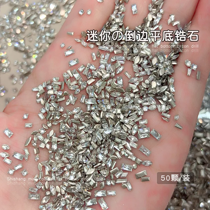 New Mini Flat Bottom Inverted Zircon Nail Accessories Sparkle Small Horse Eye Diamond Transparent White Champagne Alien Diamond