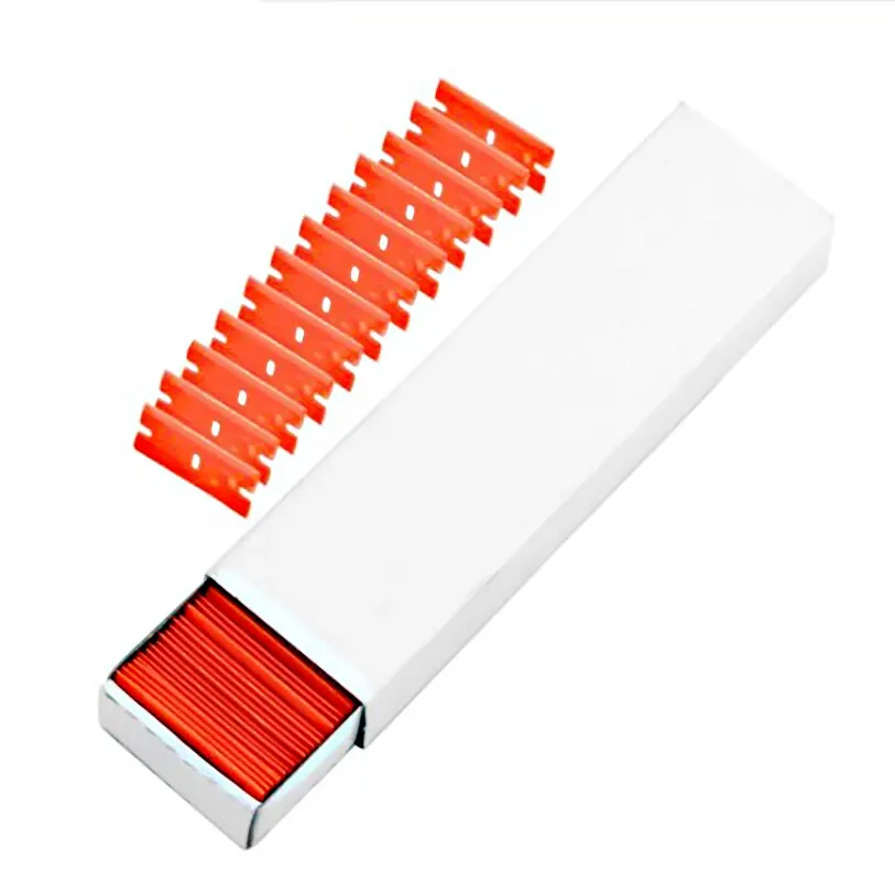 100 Pieces Two Cutting Plastic Razor Blade Label Clean Razor Glue Remover Window Glass Clean Scraper Car Wrap Sticker Squeegee