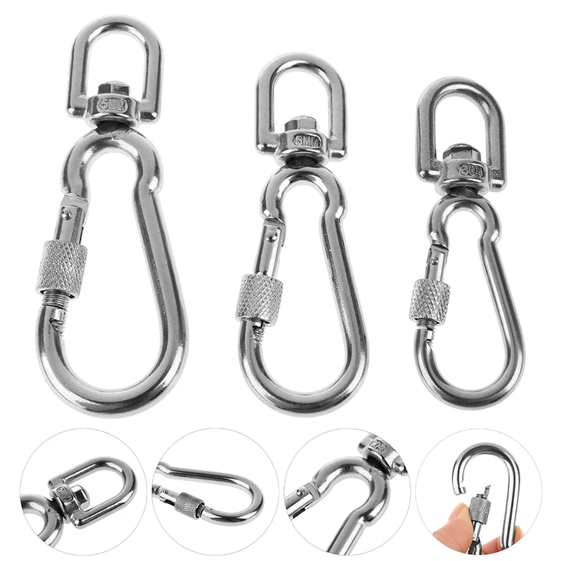 1PC Stainless Steel Swivel Snap Hooks Locking Dog Leash Buckle Quick Release Buckle Carabiner Clips For Dog Walking Camping‘