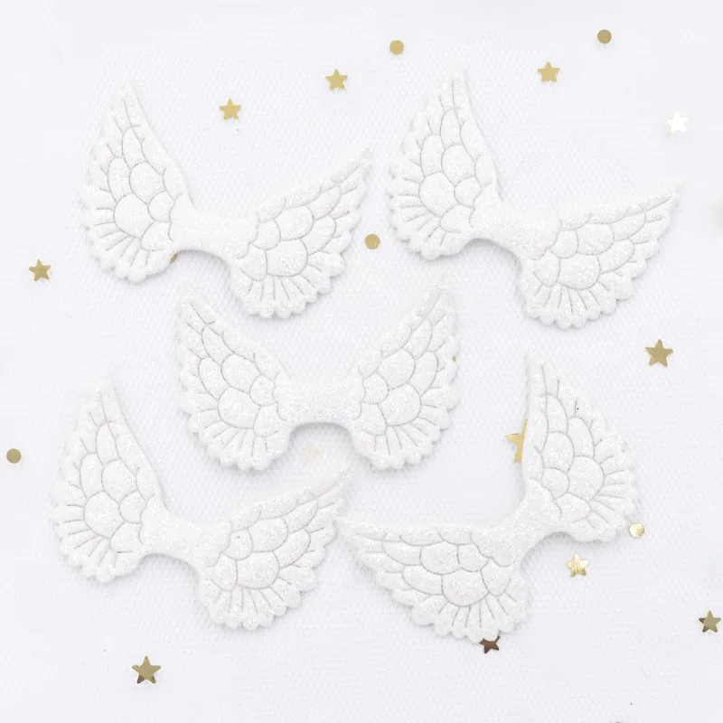 20 piezas 46*32mm polvos brillantes alas de Ángel apliques coloridos ala de Cupido ala de hada para ropa DIY sombrero sombreros decoración parches