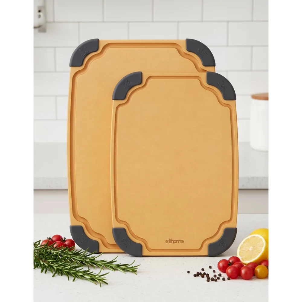 

Набор деревянных разделочных досок 2-в-1, нескользящие кухонные разделочные доски для овощей, мяса, сыра, экологически чистые, прочные