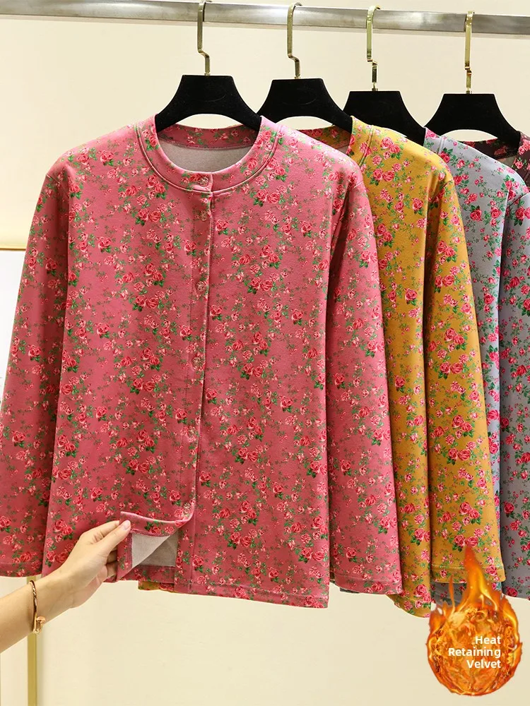 

Thiened Warm Fce Women's Open Cardigan Long Sve round Ne Casual Outerwear Winter Loose Fit Button up Jaet