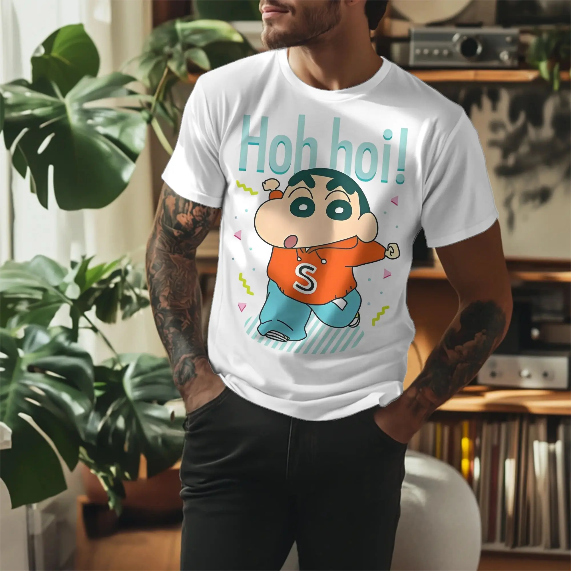 Crayons Shin-chans Hohhoi T Shirts for Men Women Cotton T-Shirt Crewneck Crayon Shin-chan Tee Shirt Short Sleeve Tops Summer