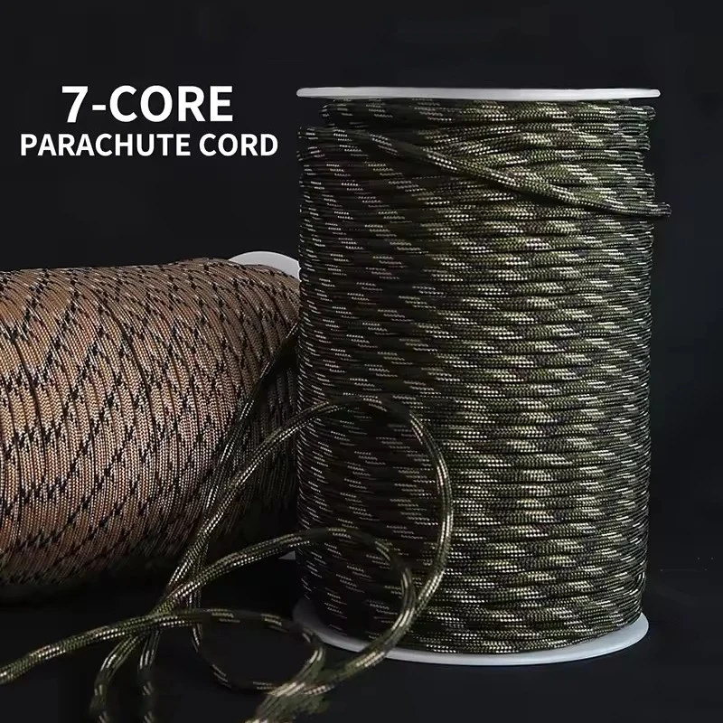 Corda Paracord de 5mm para Barraca, 7 Fios Internos, 10/30/50 Metros, Corda Trançada para Acampamento ao Ar Livre, Cordão de Sobrevivência, Cordas de Paraquedas, Acessório para Caminhada