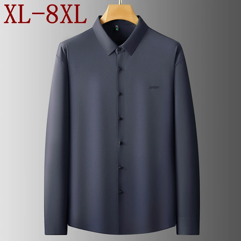 

8XL 7XL 6XL 2025 New Autumn High End Luxury Shirt Man Brand Clothing Long Sleeve Loose Mens Shirts Business Casual chemise homme