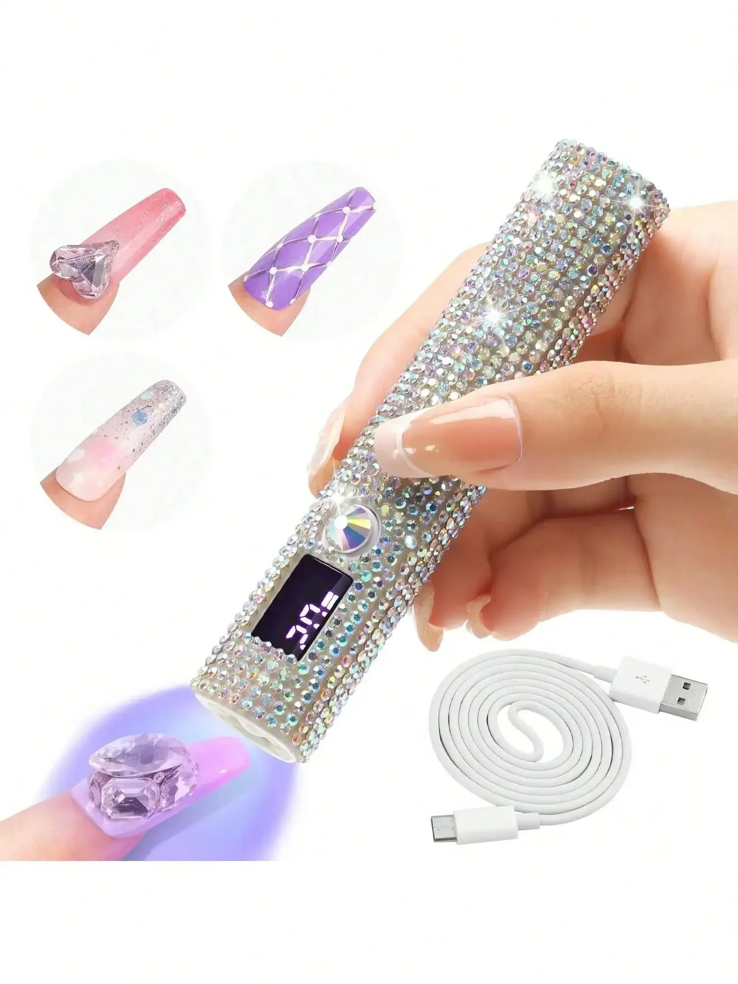 

2026 Mini UV LED Nail Lamp, Portable, Suitable For Nail Polish Gel, Fast Drying, Rechargeable Curing UV Light With LED Display, Manicure Tool