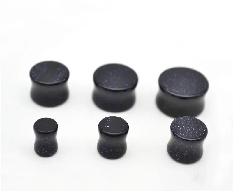 Blue Sandstone Ear Plugs Natural Expand Flesh Tunnel Taper Stetcher Double Flare Semi Precious Body Piercing Jewelry hip hop