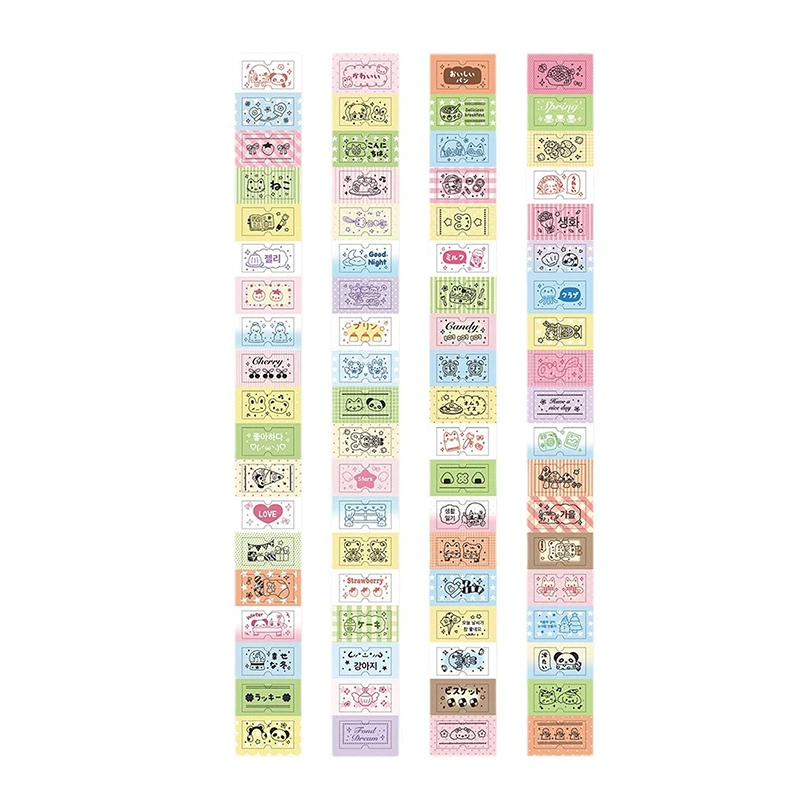 WAKAWAKA Kawaii Label Sticker Tapes Shiny Deco Sticker For Arts Crafts Album Winter Theme Masking Tapes