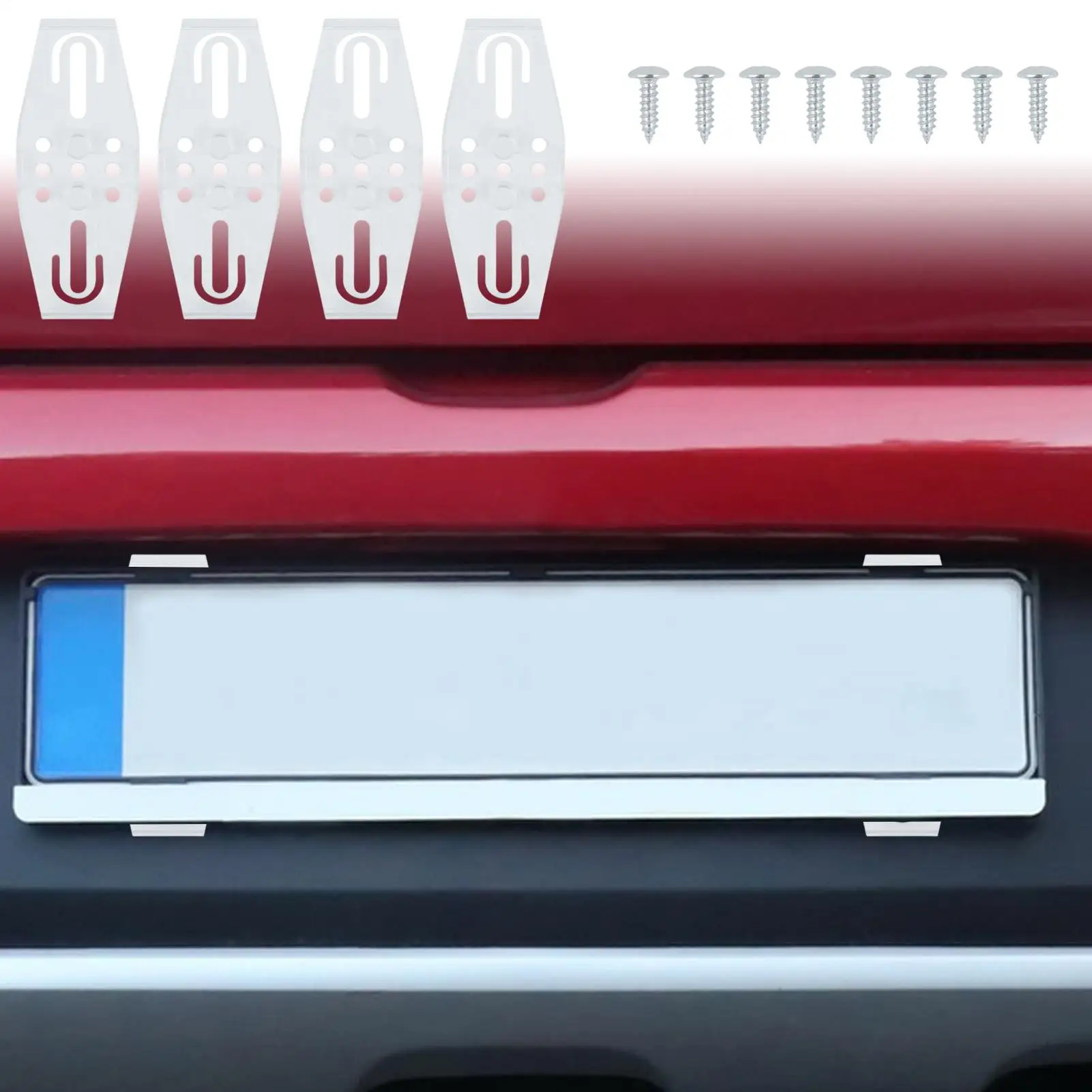 Frameless License Plate Frame Transparent Invisible  Number Plate Holder Bracket Sun Protection License Plate Clip