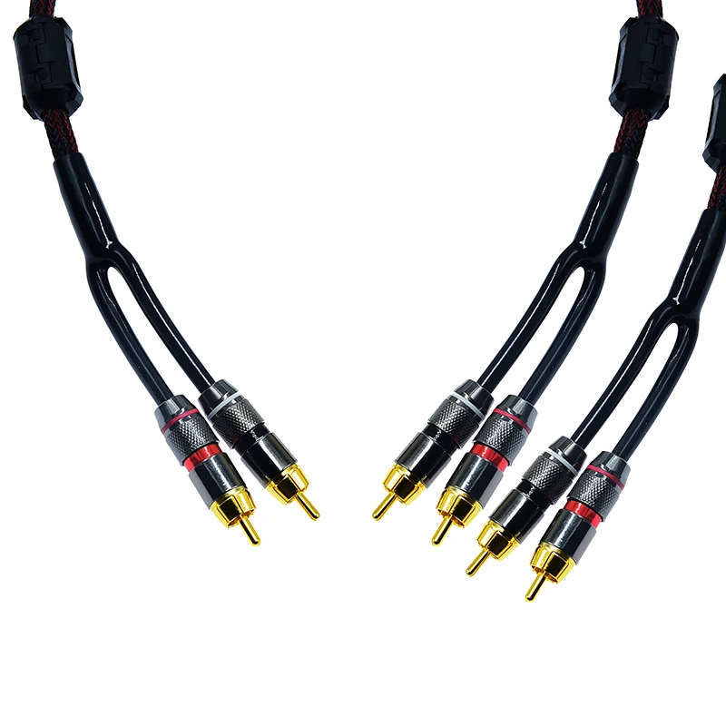 Y Splitter RCA male 2 two to four 4 male amplifier cable Computer with two sets of speaker sound frequency division audio cabl