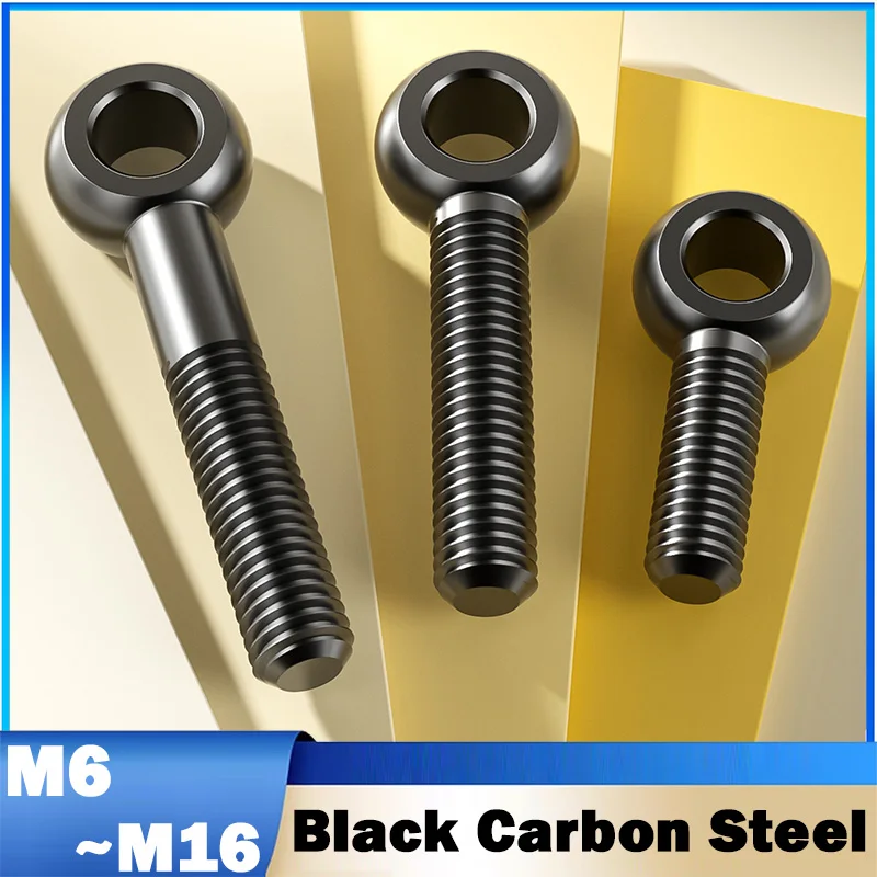 2~20Pcs M6 M8 M10 M14 M16 GB798 Black Carbon Steel Ring Link Bolt Eye Screws Machinery Shoulder Swing Lifting Eye Bolt
