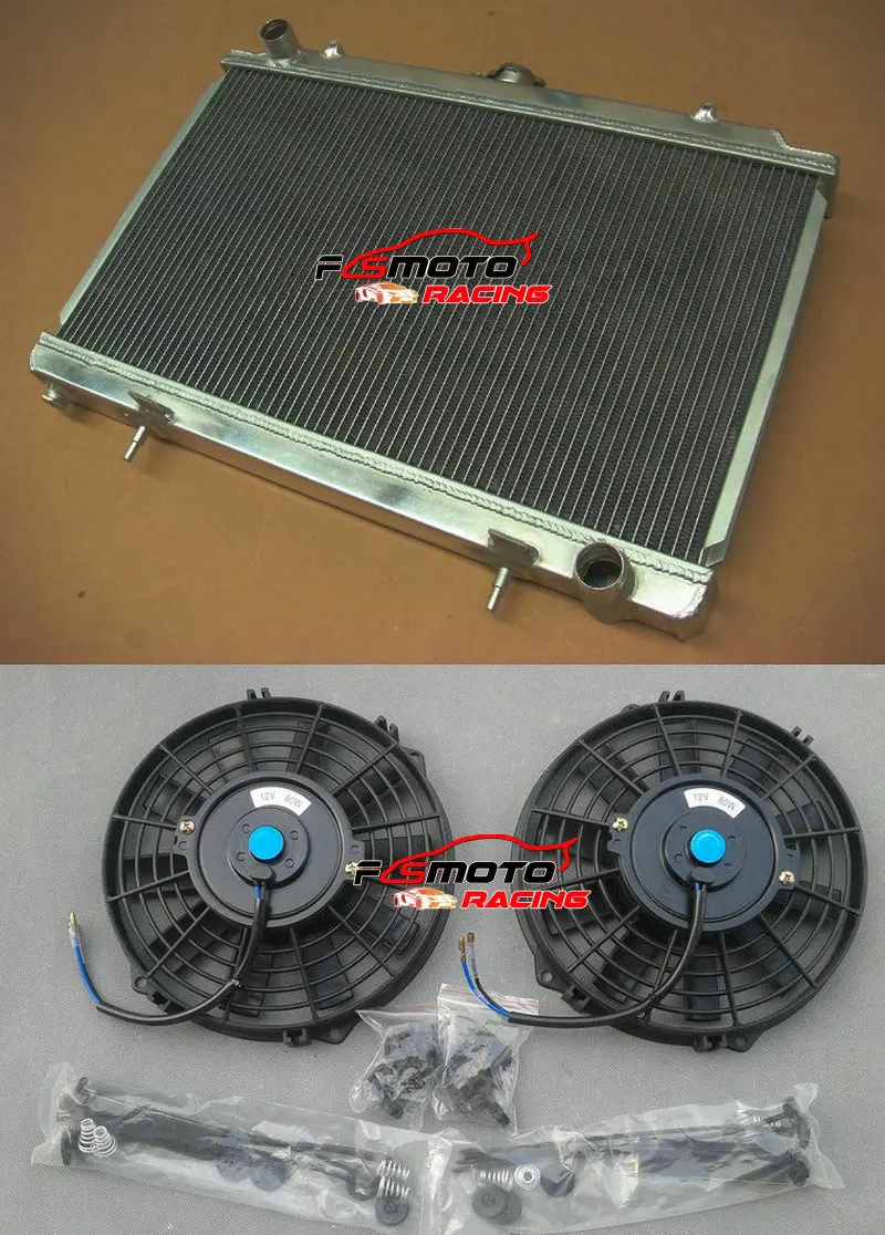 Aluminum Radiator + Fans For Nissan Silvia S14 S15 SR20DET 1995 1996 1997 1998 95 96 97 98 MT