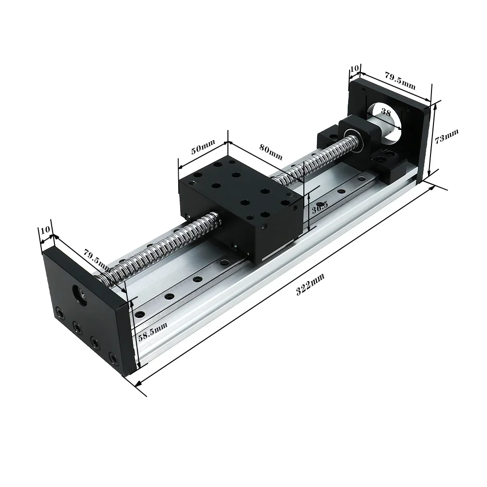 GX80-500MM stroke Ball Screw Slide Linear Guide rail Motion Module For Engraving with 23 nema stepper motor