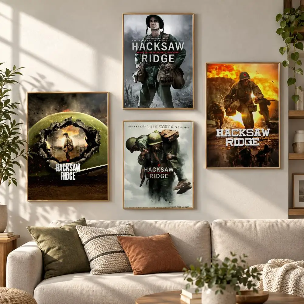 Hacksaw Ridge War Movie Heroic Battlefield Film Scenes Poster Contemporary Wall Art Print for Bedroom & Living Room, Unframed