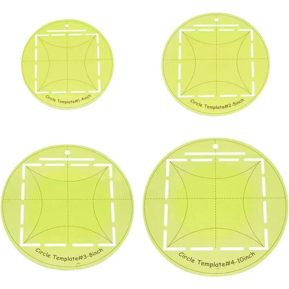 

4Pcs Circle Quilting Template 4/5/8/10 Inch Round Acrylic Circle Ruler Round Sewing Rulers Set Essential Quilt making kit