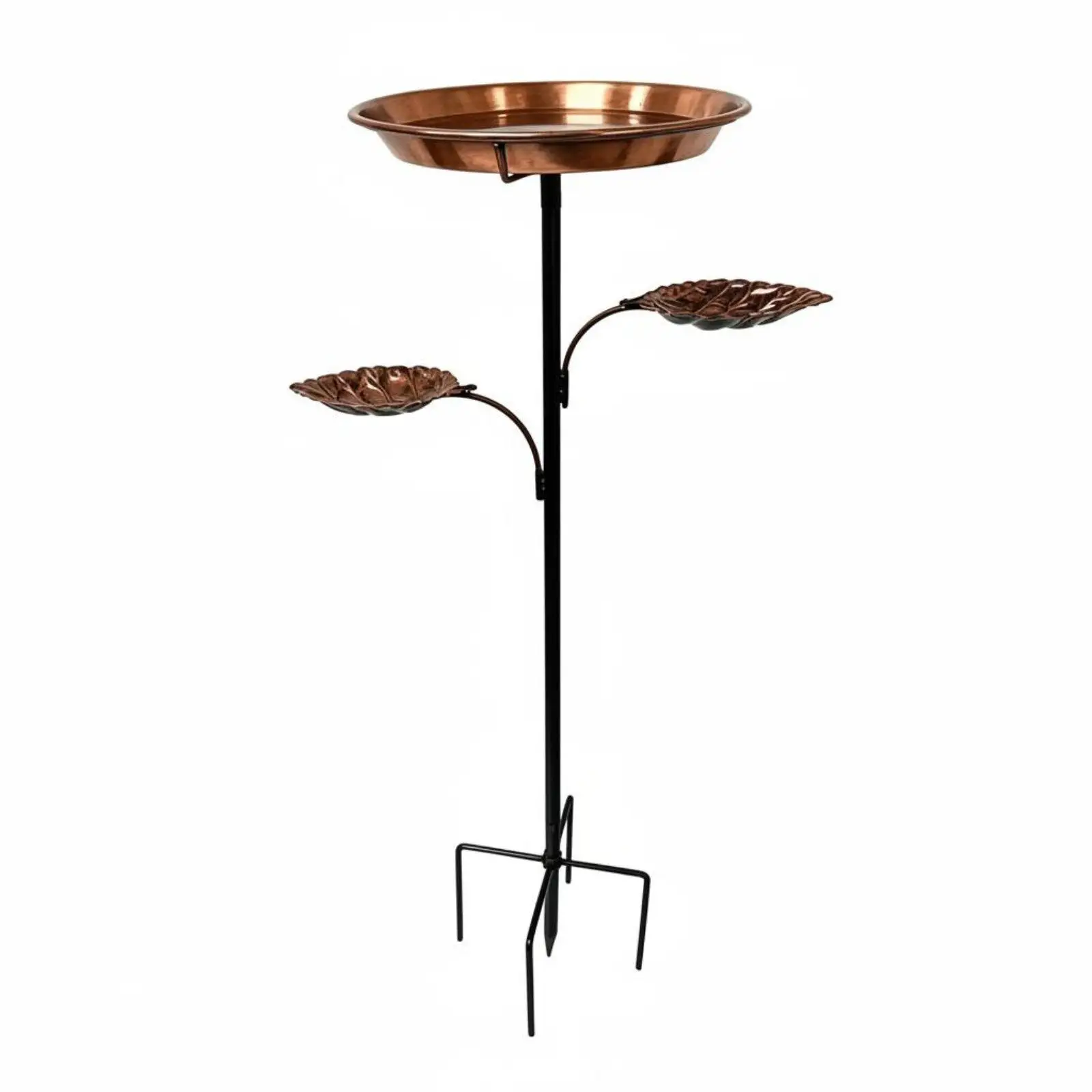 Standing Bird Bath for Garden with Feeder Trays Iron Basin Water Bowl for Backyard Bird Lovers