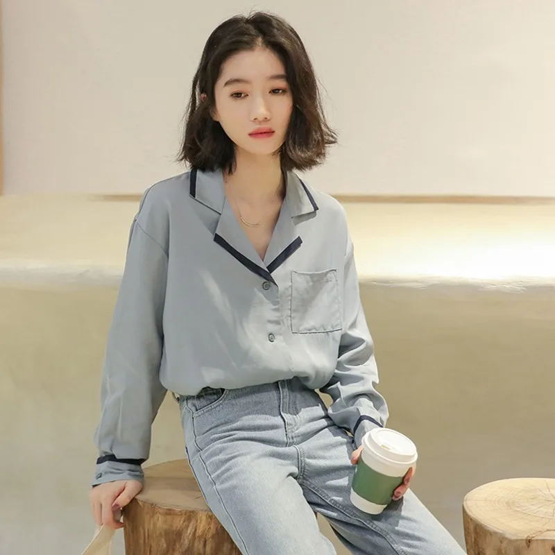 2023 Women Sweet Turn-down Collar Shirts Long Sleeve Patchwork T-shirt Korean Elegant Tshirts Woman New Autumn Casual Tops