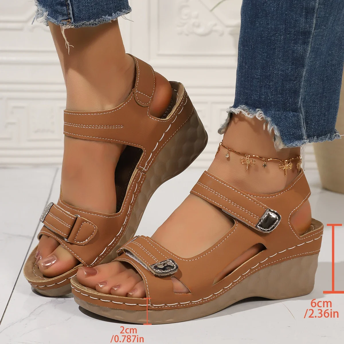 Neue Sommer-Damen-Keilsandalen, rutschfeste, leichte Schuhe für Damen, sexy Slip-On-Klassiker-Plateau-Schuhe, Damensandalen – Detail 6