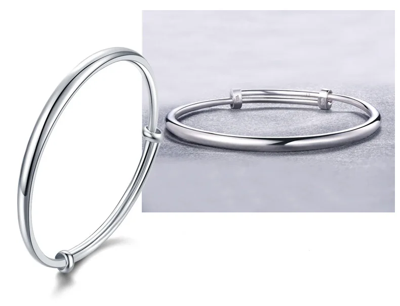 Women's 925 Sterling Silver Geometric Bangles, Elegant Design