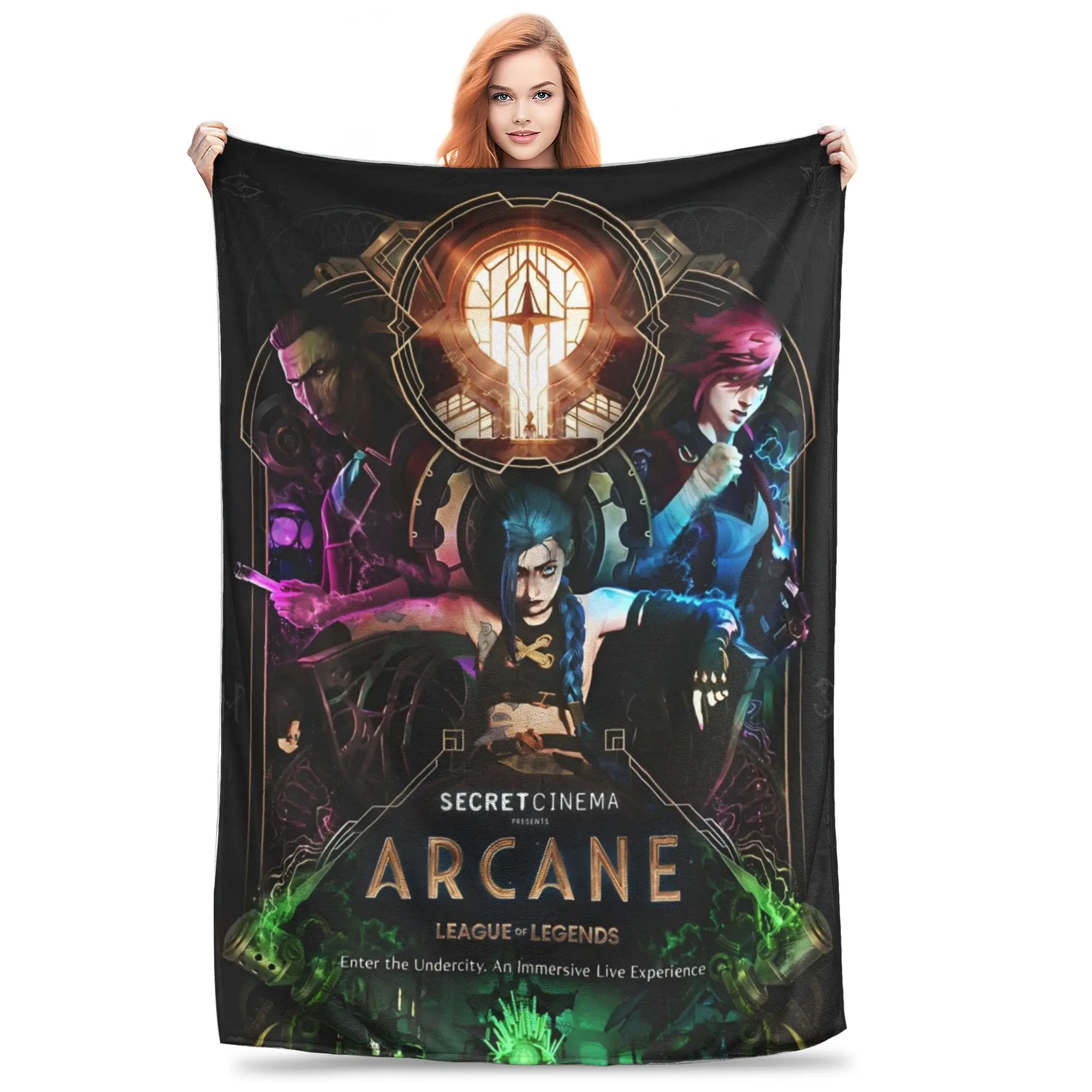 Anime Jinx Arcane League of Legends Blanket Flannel  Winter  Breathable Soft Throw Blankets for Sofa Car Quilt