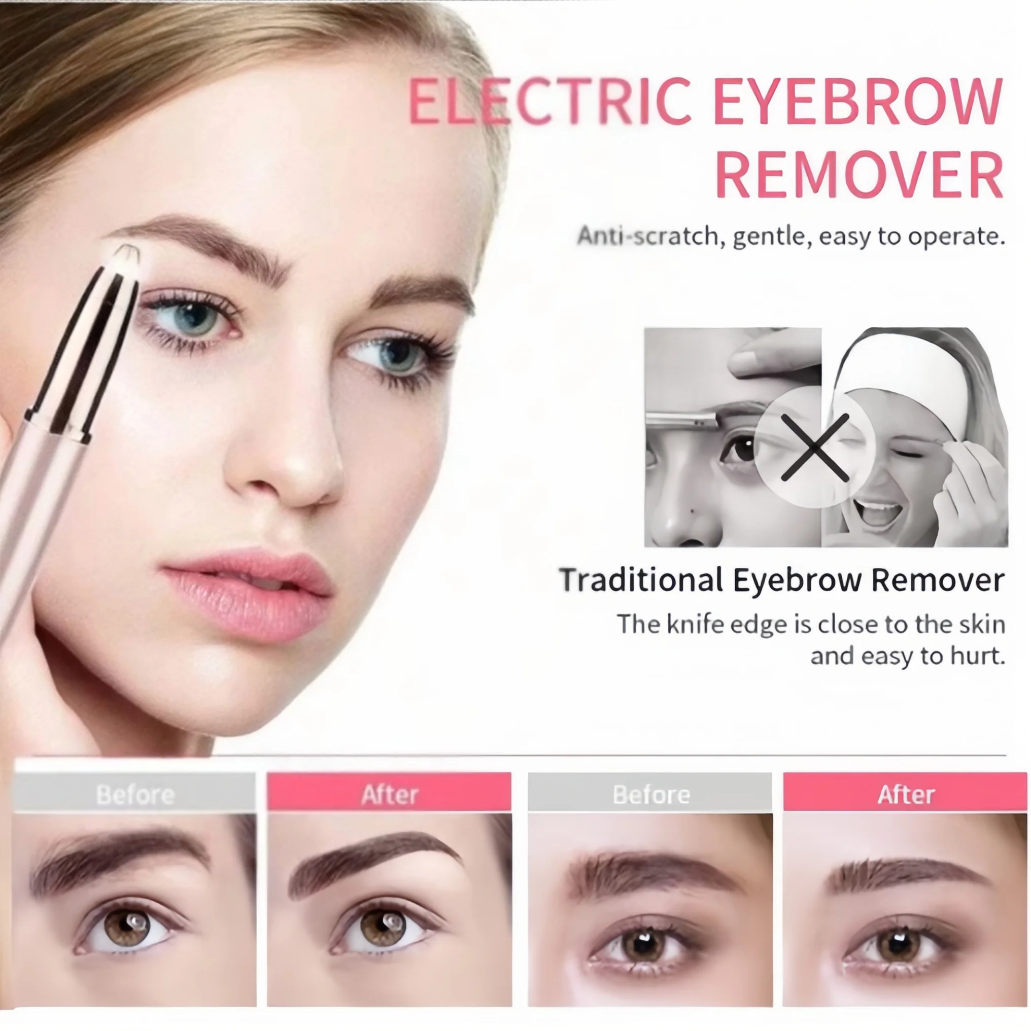 Electric Eyebrow Trimmer Electric Face Eyebrow Hair Trimmer Mini Portable Women Body Shaver Remover Blade Eye Rechargeable view 3