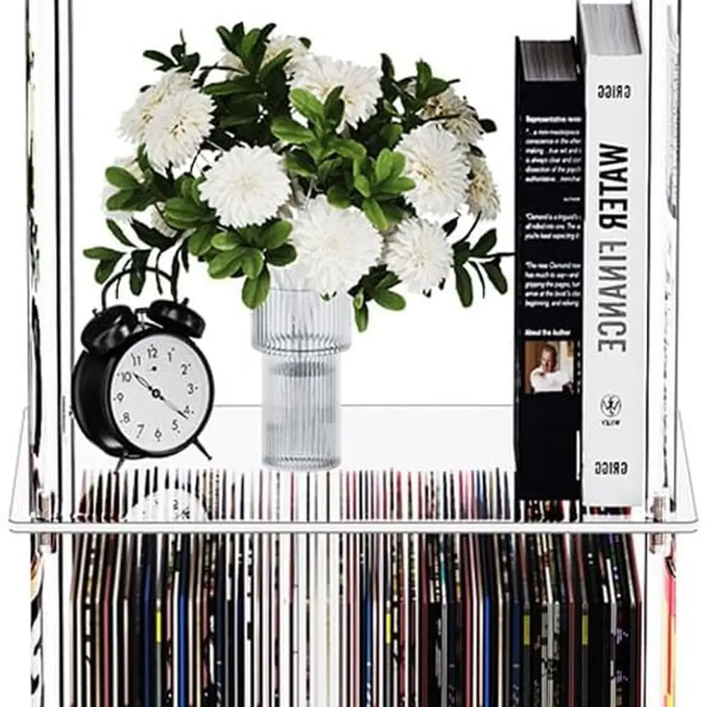 

3-Tier Acrylic End Table, 15.7 x 11.8 x 30.7, Modern Living Room Side Table, Small Bedroom Nightstand, Home Decor Accent Furnitu