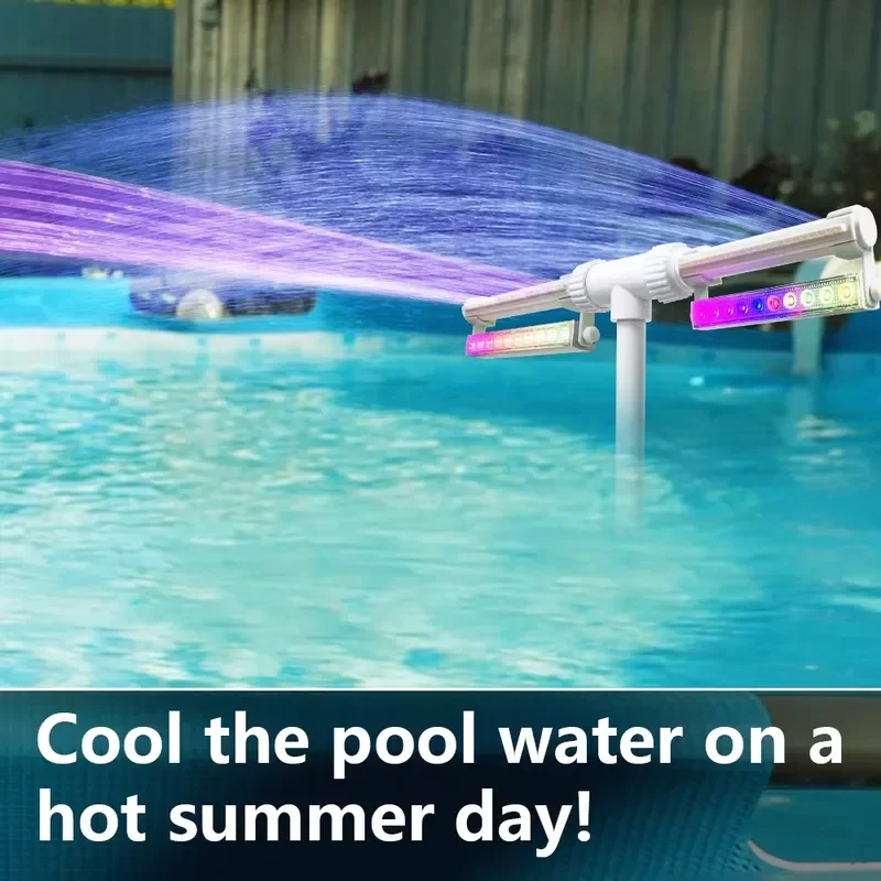 LED Swimming Pool Fountain Light Adjustable Angle Dual Spray Waterfall for Above Ground and Inground Pools Outdoor Decor