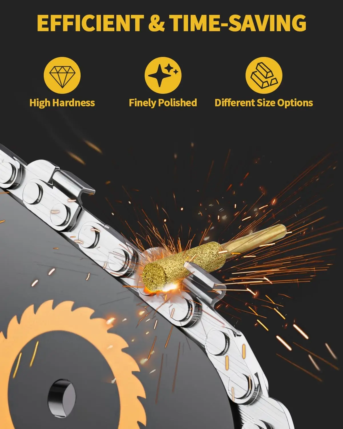 

Diamond Chainsaw Sharpener ,High Hardness Chainsaw Sharpener Bit, Rotary Engraving Grinding Tool Burr Stone File