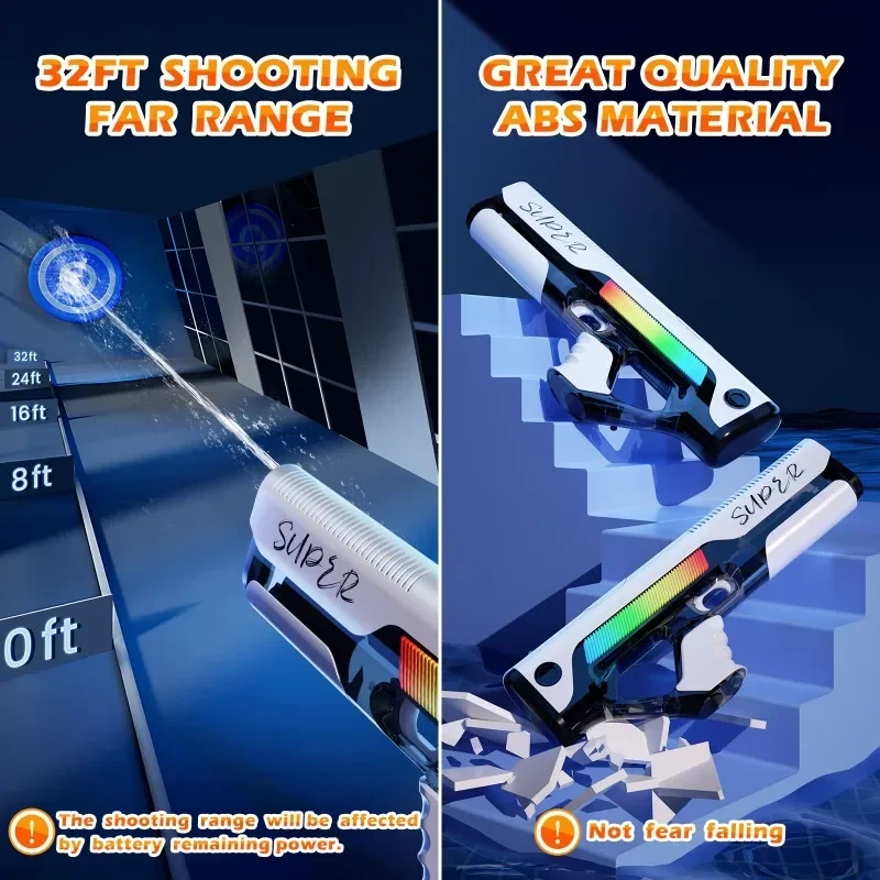 Elektrische Wasserpistolen für Erwachsene, leistungsstarkes Spritzen, automatische Wassersaug-Wasserblasen, Sommer-Outdoor-Strandspielzeug für Kinder, Geschenk