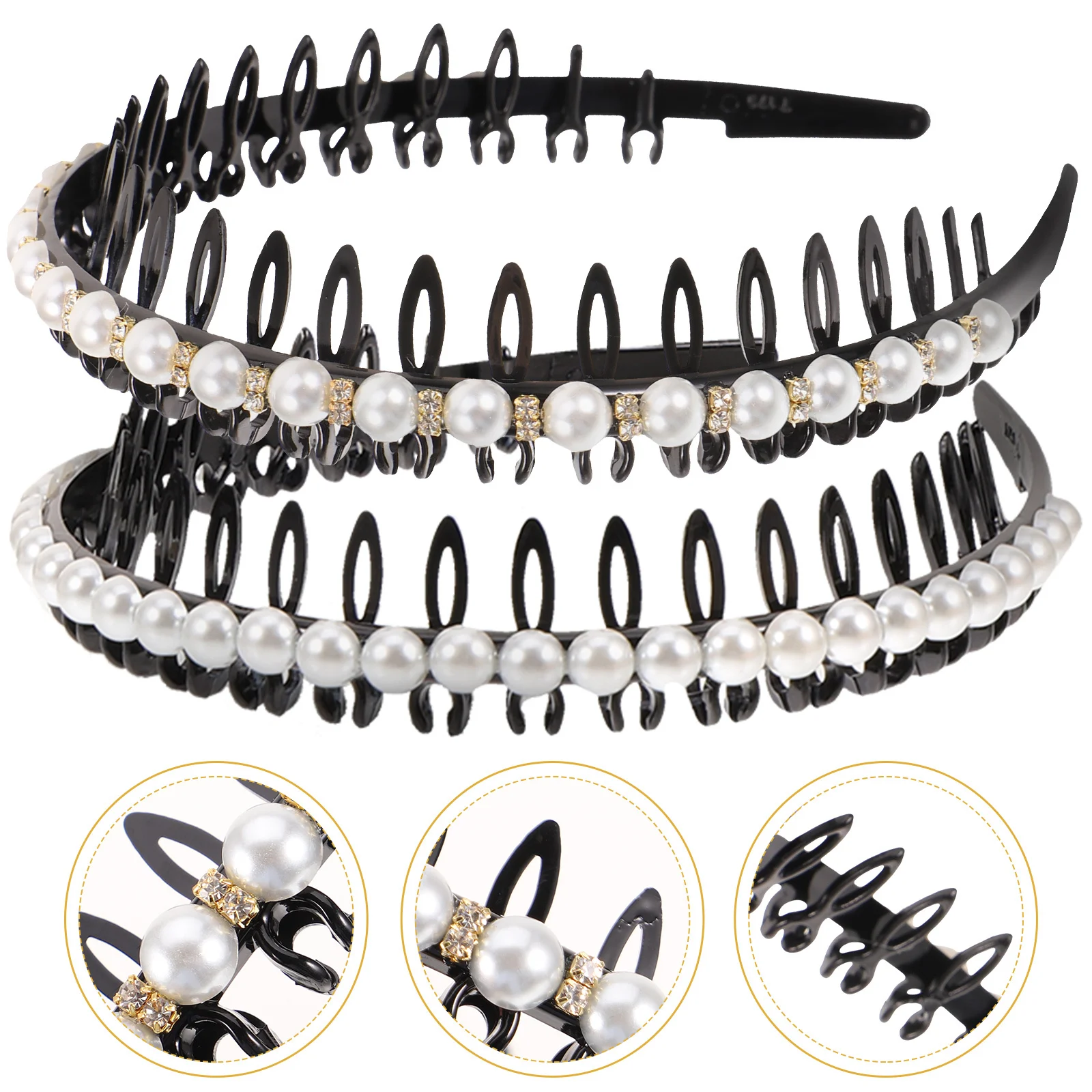 2 قطعة عقال اللؤلؤ للنساء الزفاف الشعر هوب عدم الانزلاق موضة إكسسوارات الشعر تألق مجوهرات الحفلات تجديل أداة #1