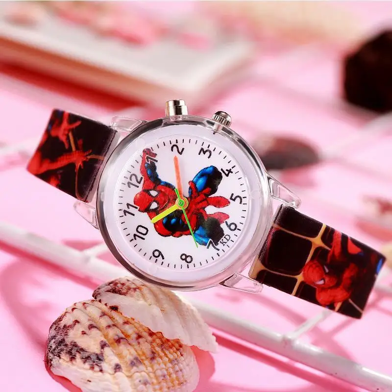 Disney Marvel Spider Man Cartoon Children's Watch Primary School and Boys Quartz Leisure Waterproof Watch With lights