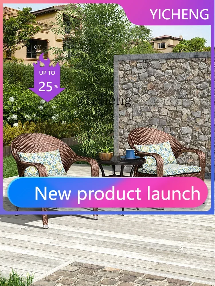 

LYY Открытый диван из ротанга Комбинация для отдыха Двор Открытая терраса Солнцезащитный крем и водонепроницаемая мебель Столы и стулья