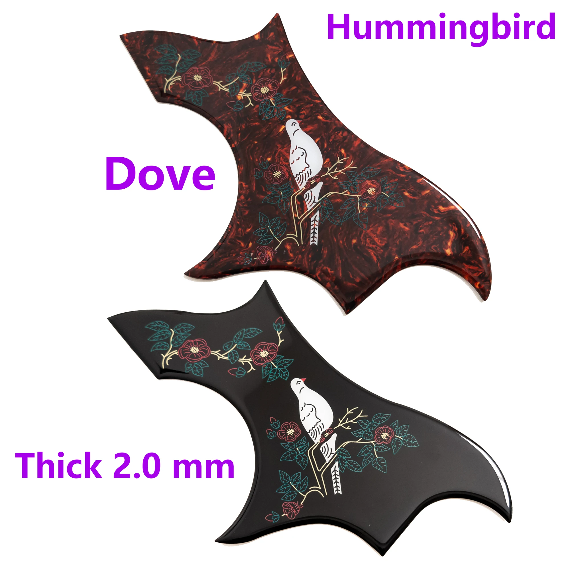 

Acoustic Guitar Pickguard Dove Self-adhesive Hummingbird Thick 2 mm Scratch Plate Universal Fit for 38" To 41" or Similar Guitar