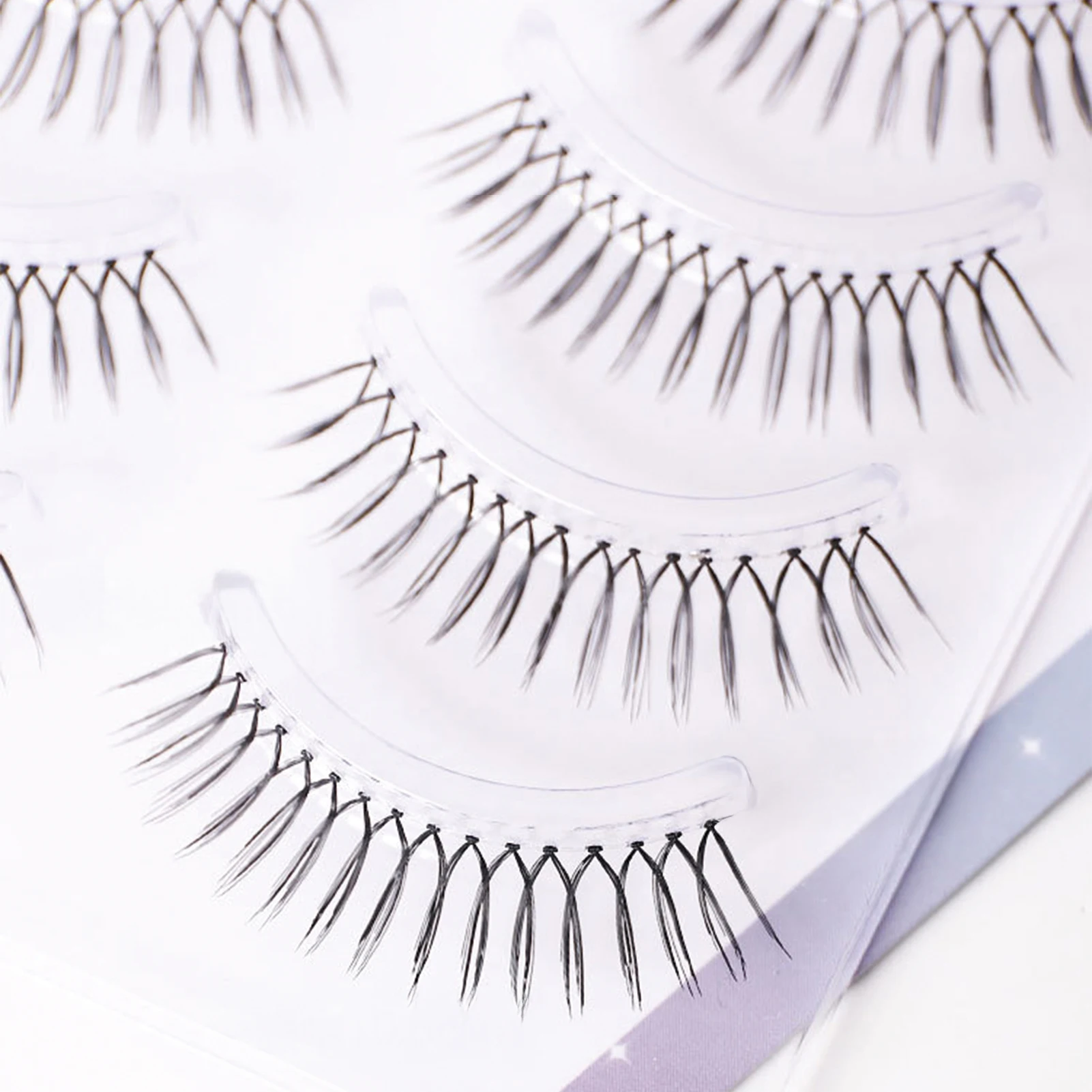 5 pares de cílios postiços transparentes naturais finos volume extensão de cílios curvados estilo coreano cílios para mulheres maquiagem diária