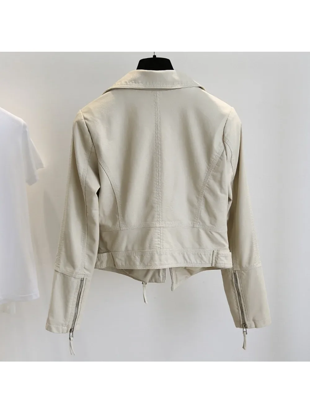 女性秋 Pu フェイクソフトレザーオートバイジッパージャケットコート女性ターンダウン襟スリムバイカーコートベーシックストリートウェア