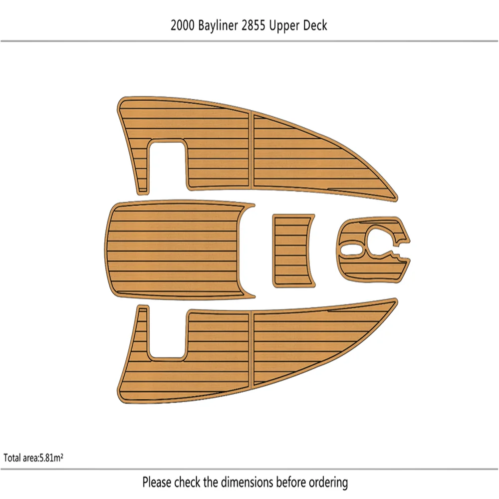 

2000 BAYLINER 2855 BOW upper deck 6mm EVA Non-slip mat TEAK FLOOR SeaDek MarineMat Gatorstep Style Self Adhesive