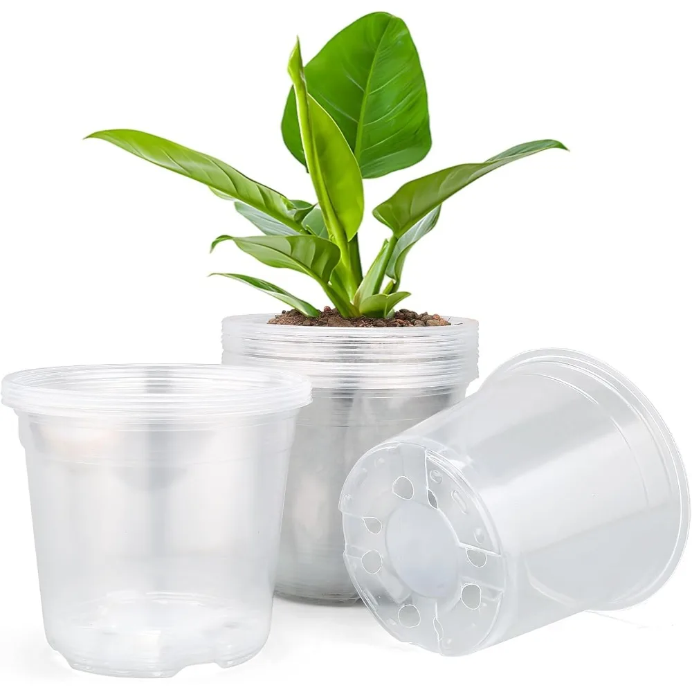 

15 Pack Clear Nursery Pots with Drainage Holes, 3 Inch Seed Starting Plastic Plant Pots, Transparent Variety Pack Flexible Garde