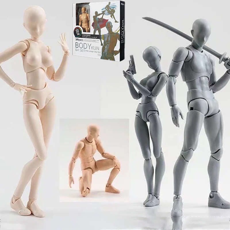 BODY KUN / BODY CHAN Action Figures Pose Play Toys BJD Colore grigio Ver. Modelli da collezione in PVC nero Regalo di compleanno di Natale per bambini