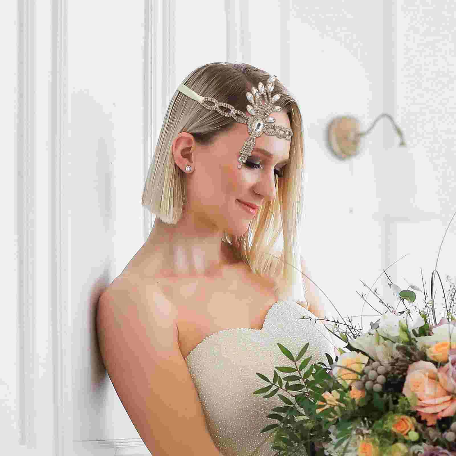 Wedding Costume Headress Hair Accessories Crystal Headwear Headgear Ladies Headbands Golden Bridal Hairbands