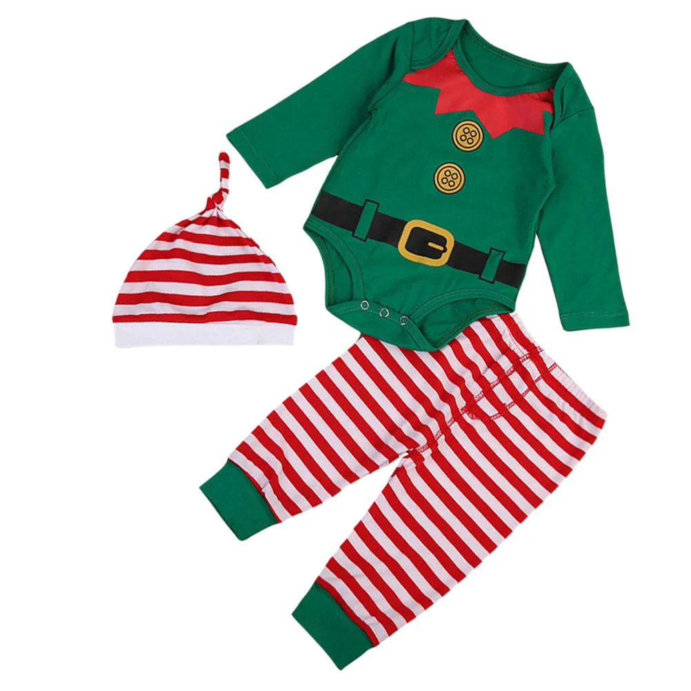 

3pcs Baby Rompers Christmas One-piece Pants Cute Long Sleeve Soft Infant Clothing Set 90 Baby Jumpsuits
