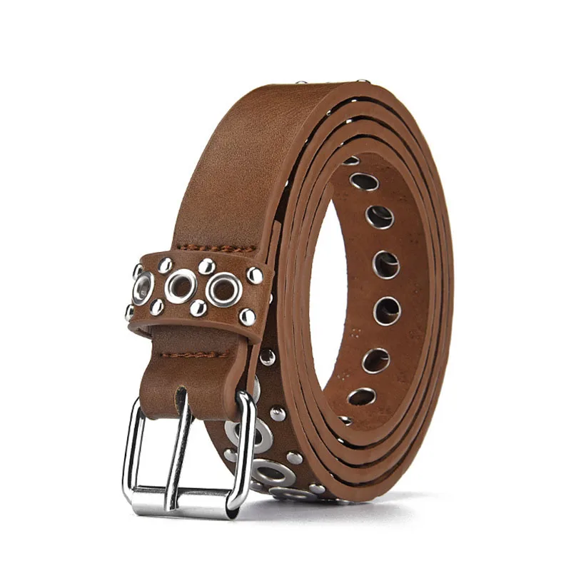 New Punk Style Belts Fashionable and Versatile Eye-catching Hollow Decoration Pin Buckle Belt Casual Simple Women Belt