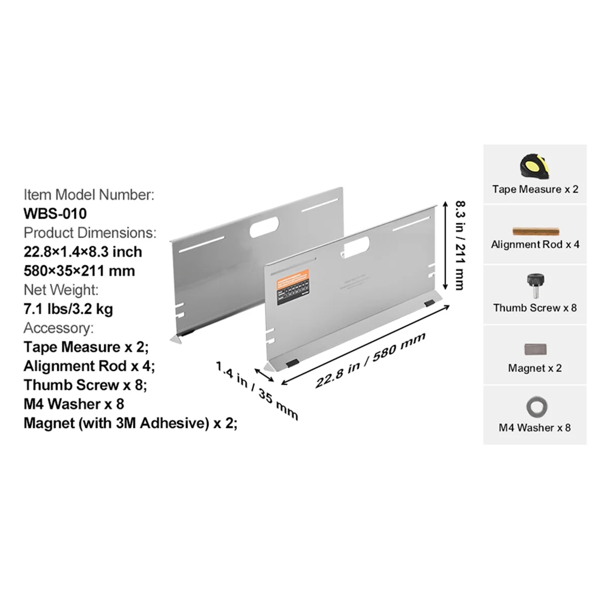 ABJZ Herramienta de alineación de ruedas Herramienta de alineación Placas de puntera con 2 cintas métricas Placa de herramienta de medición de ángulo del dedo del pie