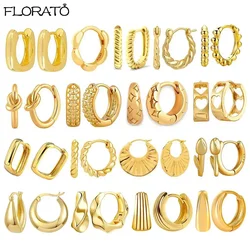 925 Sterling Silver Ear Needle Simple 10/15/25mm Hoop Earrings for Women Round Dangle 18K Gold Earrings Fashion Korean Jewelry