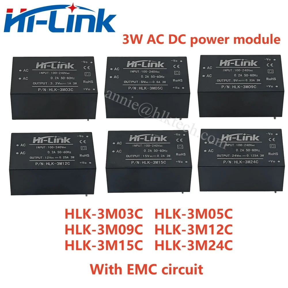 Hilink Nowy moduł zasilacza izolowanego 220V do 3.3V 5V 9V 12V 15V 24V 3W serii C AC DC HLK-3M05C