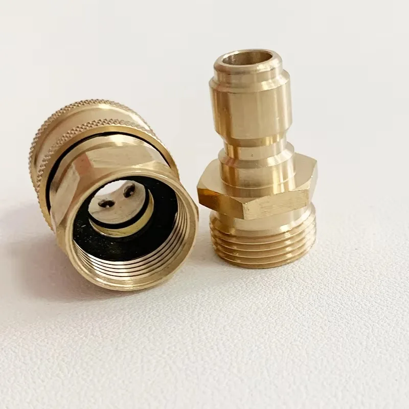 M22 14/15mm auf 1/4" & 3/8" Messing Hochdruck-Schnellkupplung, Wasserpistolen-Adapter für Autowäsche & Gartenbewässerungsschlauch – Detail 5