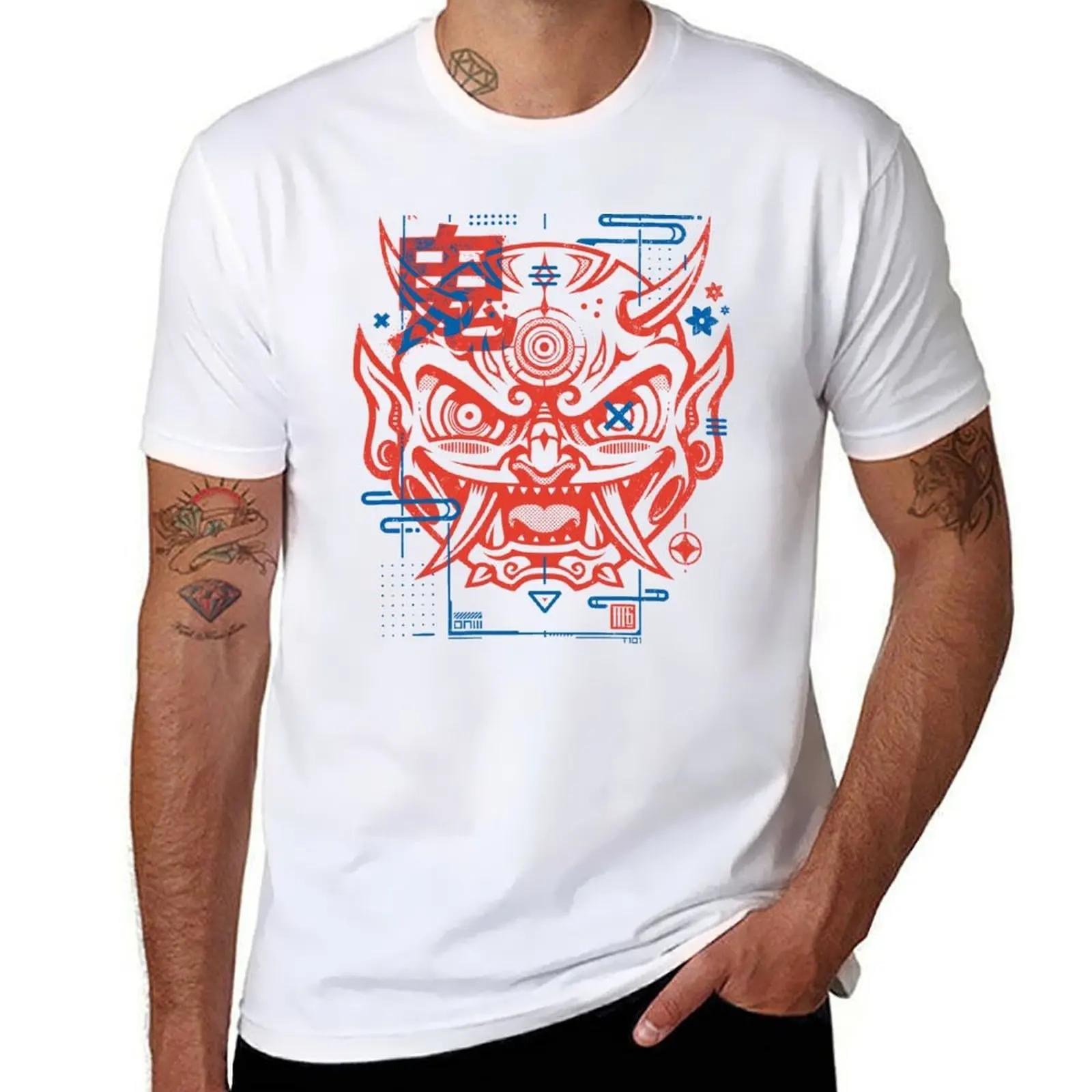 

Cyber ONI T101 Demon T-Shirt man t shirt graphic funny t shirts man T-Shirt