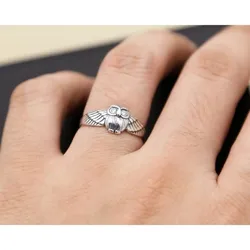 Buyee 925 Sterling Silver Ring Finger Cute Owl Small Open Ring for Women Fashion Animal Fine Jewelry Circle with Box