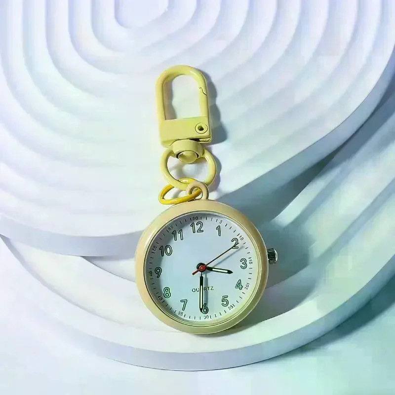 Movement Exam Watch Alloy Case Leather Cover Pocket Watch Mini Size Reusable Design Keychain Watch Backpack Decoration Silent